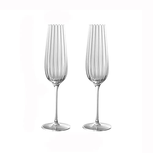 Flute da Champagne Bicchieri da champagne con stelo sottile e sottile da 230 ml Bicchieri highball in vetro cristallo Flute da champagne trasparente for bar di casa, occasioni speciali (2 pezzi) Bicch