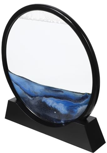 TOYANDONA Sablier De Sable 3d Décoratif 30 Cm Cadre Noir Bleu, Art Du Sable En Mouvement Liquide, Décoration Maison Et Bureau, Présent Apaisant Et Artistique Pour Adultes