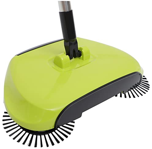 ABOOFAN Hand Push Floor Sweeper Broom and Dustpan 3-in-1 Manual Cleaning Mop 360° Rotating Green Household Sweeper for Home and Office Use