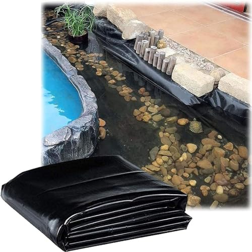 HDPE wasserdichte Membran-Teichfolie, 6 x 3 m, 5 x 6 m, Schwarze Fisch-Poolfolie für Gartenteiche, Wasserfall, Bäche, Brunnen, Teichunterlage, Garten-Poolabdeckung, Bäche, Wasser,