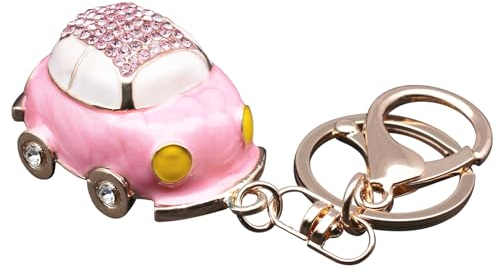 Benust Rosa Schlüsselanhänger Auto mit Schlüsselring, Bling Automodell Schlüssel Anhänger Führerschein Geschenk für Frauen, Metall Schlüsselanhänger