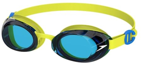 Speedo Unisex Kids Jet 2.0 SwiMing Goggles | Enhanced Vision, Empire YeLow/Neon Blue, One Size