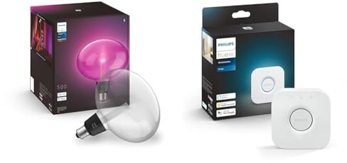 Philips Hue White and Color Ambiance, ampoule déco Ellipse E27, compatible Bluetooth & Bridge 2.0 : Hub Central de Contrôle d'Éclairage Intelligent, fonctionne avec Alexa