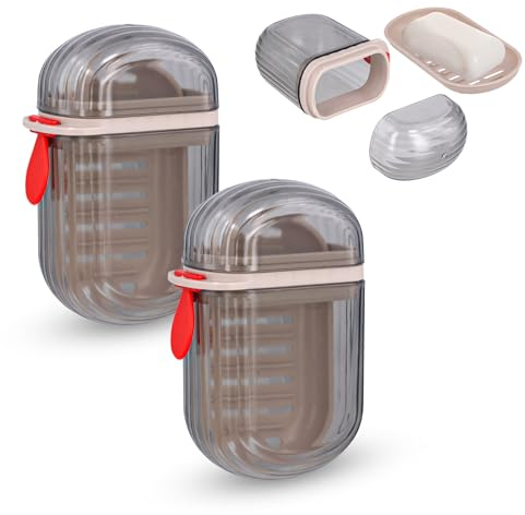 Lot de 2 Boîtes à Savon Voyage, Boîte à Savon Portable avec Couvercle Boîte à Multifonctionnelle Boîte à Voyage Portable Douche Salle Bain Voyage Camping Salle Sport
