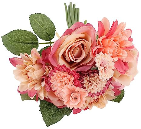 MAGICLULU 2 Mazzi Di Rose Rosse Composizione Floreale Artificiale Dal Tocco Realistico Per Casa E Ufficio