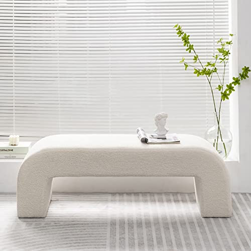 Rechteckige Polsterbank aus Plüschsamt, weiches Kunstfell, Fußstütze für Schlafzimmer oder Flur, moderne Bettbank