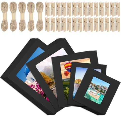 Sweet Lot de 105 photos cadres en papier 7,6/10,2/12,7/15,2/17,8 cm, 50 clips, 5 cordes