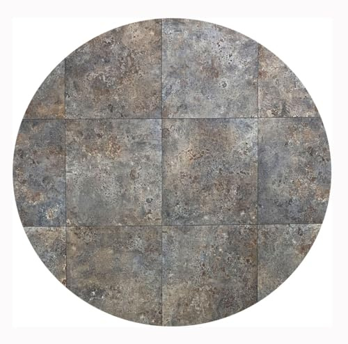 Alfombra de Vinilo Redonda Alfombras Tadi & Imperio - Imitación Metal Oxidado Marrón - Diseño Industrial y Elegante para Decoración de Interiores - 133 cm de Diámetro