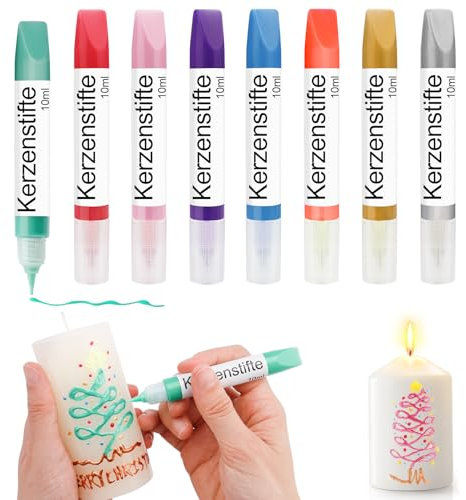 Scentoria 8 Stück Wachsstifte für Kerzen, Kerzen Bemalen Set 8x10 ml Kerzenstifte, Keramik Bemalen Set, Kerzen Selber Machen Set, Candle Pen, Kerzenstifte zum Verzieren (B)