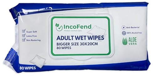 80 XL Adult Wet Wipes Incontinence for Full Body Extra Large Clening Cleansing Patient Premium Bed Bath Strong Aloe Vera Travel Hygenie Sealable Lid Thick No Shower Intimate (1 Pack)