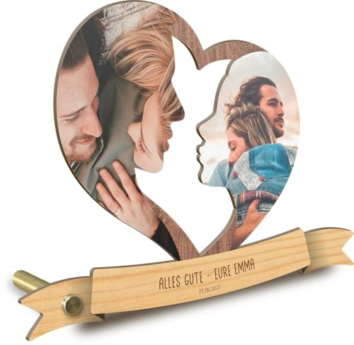 Generisch Paar Geschenk Für Sie - Paar Herz Holzbild Foto personalisiert - Geschenke Für Freundin, Paar Geschenke, Fotomosaik, Partner Geschenk Männer, Liebe Geschenkidee für Männer