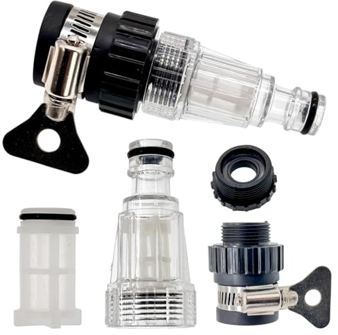 M&M Smartek Wasserfilter-Set Klein 3/4 auf 1/2 Zoll | 65mm ABS/PET-Gehäuse mit austauschbarem 31mm Einsatz, Stecknippel und Reduzierung; belastbar bis 175psi und 60°C im Betrieb.