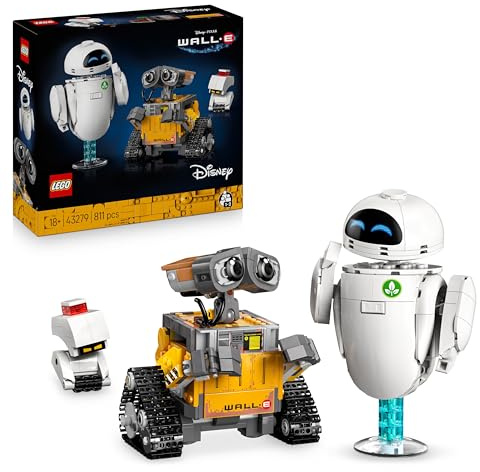 LEGO ǀ Disney and Pixar WALL-E und EVE - Modellbau für Erwachsene - aus Steinen gebaute Roboter mit M-O & Hal Figuren - DIY Deko - Sammlerstück & Geschenk für Fans - 43279