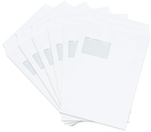 Emerson 50x Versandtasche Weiß DIN C4 229 x 324 mm 90g großer Briefumschlag a4 ohne Fenster haftklebend Umschlag Maxibrief a4 Weiß Briefkuvert groß C4 große Versandtasche Briefkuvert big envelopes