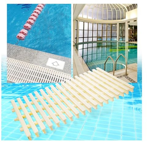 Rejilla de Drenaje para Piscina, Cubierta de Drenaje de plástico para Piscina, Rejilla de desbordamiento para canalones de Entrada de Piscinas (20 x 100 cm, 5 Piezas)