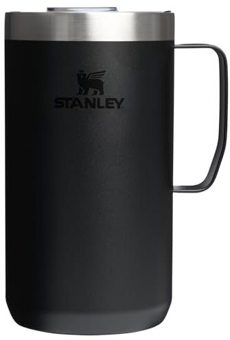 Stanley Everyday Camp Mug 24oz | Drink Through Lid | Cup for Coffee, Tea and Drinks | Insulated Stainless Steel Coffee Mug | BPA-Free | Black 2.0