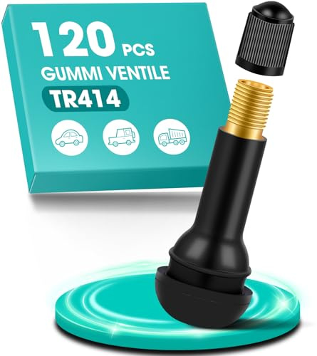120 Stück TR414 Reifenventil, Autoventil, Universal Gummi Ventile, Snap-In Gummiventile 11,3mm Ventilloch, Autoreifen Ventil, Gummiventil Reifen für Meist Auto bis 4,5 Bar