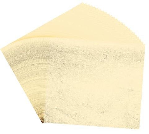 PATIKIL Fogli di Foglia Oro per Arte 8.5x9.5cm, 100 Pezzi Fogli di Carta Metallo Foglia Oro per DIY Artigianato Resina Mobili Unghie Dipinti Decorazione Casa, Champagne Argento