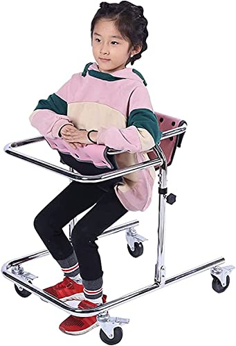 Tragbarer Gehwagen für Zerebralparese, Gehgestell für 12-Jährige, 4-Rad-Gehgestell für 12-Jährige mit gepolstertem Sitz, klappbarer Rehabilitationstrainer