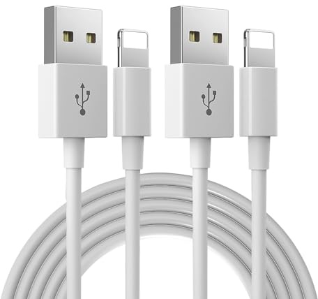pawpoem 2 Pack Charging Cable Compatible with Phone, 1.5M USB Cable Fast Charge & Data Transfer Lead Compatible with Phones Tablets Devices with Port,Compatible with 14 13 12 11,White