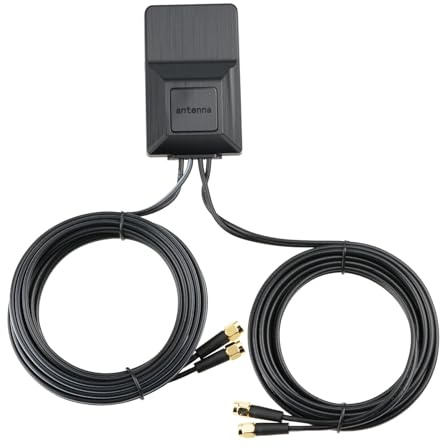​​Bingfu Antenne Combinée GPS/BeiDou Double + 4G LTE Double, Antenne GNSS Active et Cellulaire MIMO avec SMA Mâle, Câble RG174 3 m pour Automobile, IoT et Application Suivi Industriel​