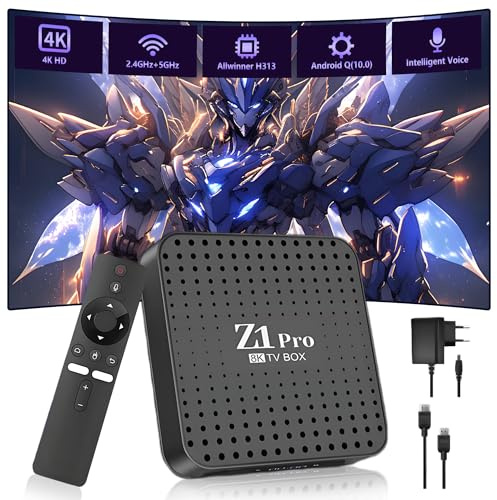 Z1 Pro Android TV Box Android Q (10.0),2.4GHz+5GHz WiFi & RJ45 Interface adaptive,Android Box Support 4K HDR,Streaming Devices for TV,Dual USB 2.0 Ports,Smart Voice Remote,Multi-screen interaction