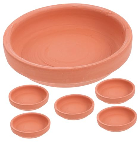 WEKADRIN Set 6 Sottovasi Rotondi per Piante in Terracotta 7.5 Cm Vassoio per Acqua e Drenaggio Accessori Giardinaggio per Interni ed Esterni Mantiene Superfici Pulite