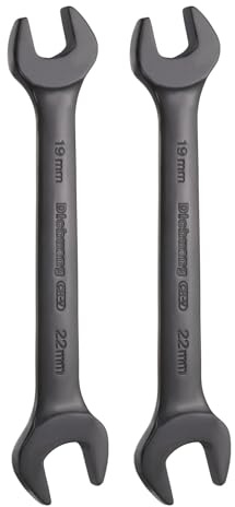 sourcing map 2 chiavi a doppia estremità aperta, spesse, 19 mm x 22 mm, metriche a doppia estremità aperta, chiave a testa piatta, per riparazione automobilistica, assemblaggio mobili, colore nero