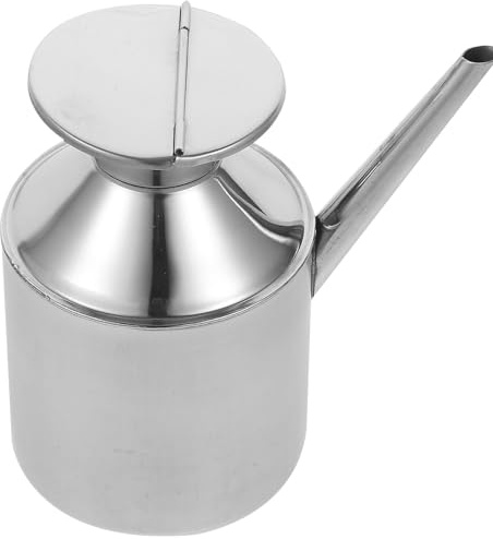 Healeved Distributore di Olio in Acciaio Inox senza Manico Coperchio Contenitore per Salsa di Soia e Aceto Erogatore da Cucina Resistente a Temperature Alte e Basse Facile da Versare e
