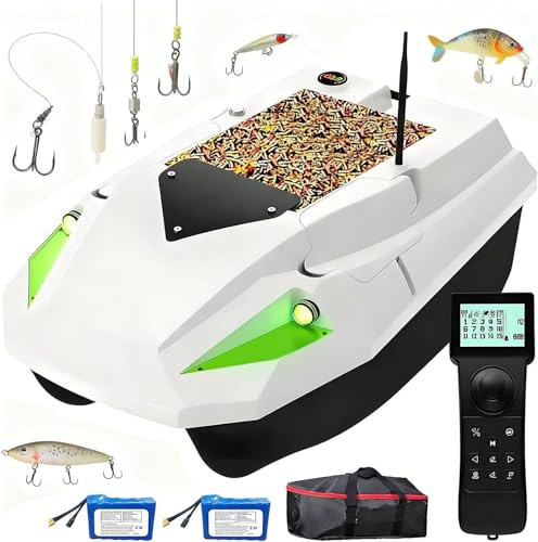 Ferngesteuertes Futterboot, 500 M Reichweite, 2,5 Kg Tragkraft, Gps-Positionierung, Automatischer Fahrmodus, LED-Beleuchtung, Tragetasche, Intelligentes Ferngesteuertes Futterboot Mit 2 Akkus