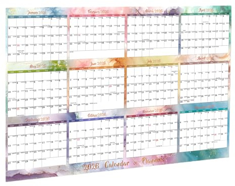 Calendario da Parete Cancellabile 2026 | Planner da Muro Riscrivibile - Calendario Annuale di 12,Per Casa Soggiorno Ufficio Aula Studente Lavoratore e Famiglia Gennaio Dicembre 2026