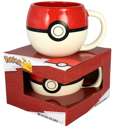 Tasse à café Pokémon 3D - Tasse à café - Tasse à café - En céramique - 430 ml - Blanc/rouge