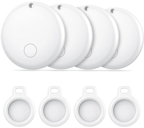 Tracker Tag Android Smart Tag, Schlüsselfinder KeyFinder kompatibel mit Google Mein Gerät Finden APP (Android NUR), Bluetooth Key Finder für Gepäck/Taschen/Koffer/Brieftasche (4Pack Weiß)