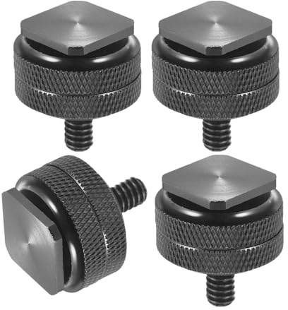 EXQUIMEUBLE Adaptador de Tornillo para Trípode 1/4 Pulgadas, Soporte de Zapata para Flash Doble Capa, Aleación de Aluminio Resistente, Compatible DSLR y Accesorios de Cámara, Pack de 4