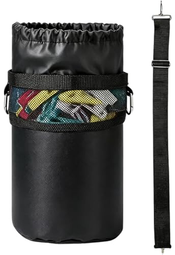 GYTFOG Peg Bag for Washing Line with Hanger, Black Clothes Peg Bag with Drawstring Closure & Shoulder Strap, Indoor Outdoor Pegs Organizer Storage Use, 22cm X 15cm Size with 160cm Strap