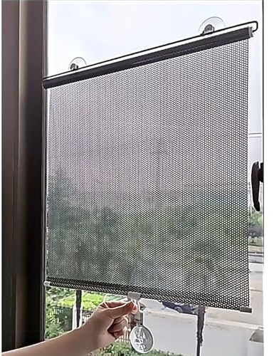 Suction Cup Roll Up Blind Blackout,Sunscreen Sunshade Roller Shades Privacy Curtains,Retractable Balcony Sun Shades,Portable Temporary Blinds,No Drilling,for Doors Windows kitchen,office,car