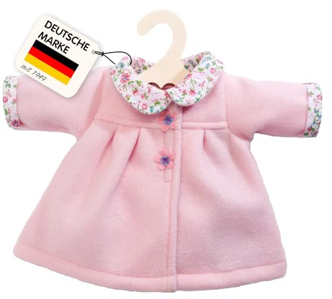 Heless 2277 – kappa för dockor med blommig rund krage, rosa, storlek 35 – 45 cm
