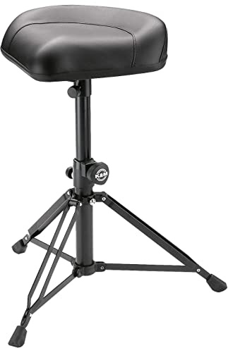 K&M 14055 Drummersitz Nick Schwarz - Stahl, Kunstleder - Ergonomischer Hocker für Schlagzeuger - großer Sitz, klappbar