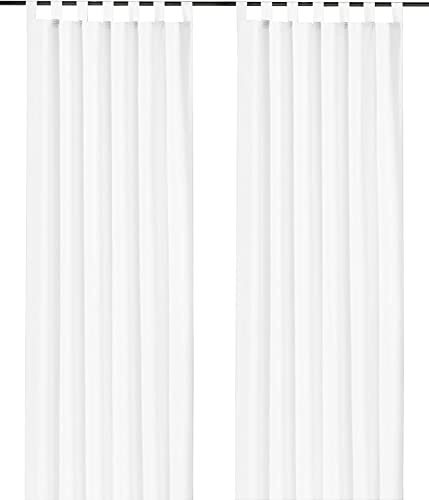 heimtexland ® Dekoschal mit Schlaufen und Kräuselband Uni weiß HxB 245x140 Blickdicht Aber Lichtdurchlässig - Vorhang natürlich matt einfarbig - Schlaufenschal Bandschal ÖKOTEX Gardine Typ117