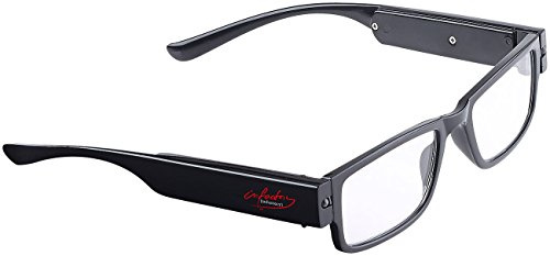 infactory Lesebrille LED: Modische Lesehilfe mit integriertem LED-Leselicht und Akku, +2,5 dpt (Lesebrille mit Licht und Akku, Brille mit Beleuchtung, Leselampe Bett)