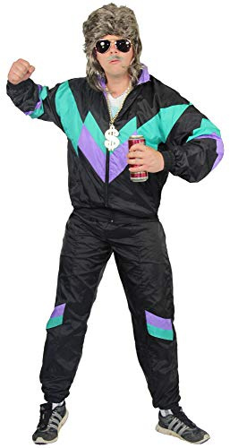 Foxxeo 80er Jahre Trainingsanzug Kostüm für Herren 80s Jogginganzug Assi Gr. S-XXL