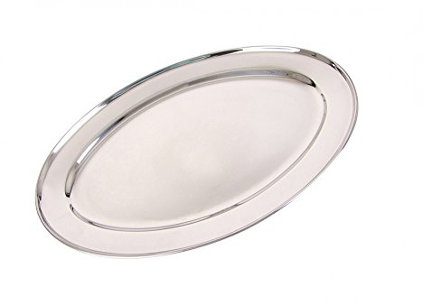 BURI Edelstahl Servierplatte 45cm Buffetplatte Serviertablett Partyplatte Dekotablett