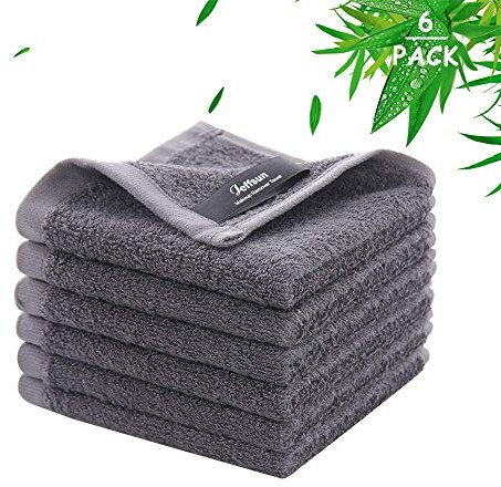 Wash Cloths 6 Pack, Super Soft & Skin Friendly Face Towel for Sensitive Skin, Reusable Washable Makeup Remover Cloth, 10x10 inch Small Baby Washcloths, Easy to Rinse Dark Grey Facial Cleaning Cloth
