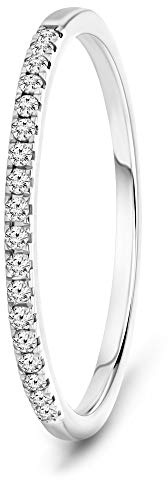 MIORE Damenring Ewigkeitsring mit Diamanten 0,08 Karat Gelb/Weißgold 9 Karat / 375 Gold, Schmuck