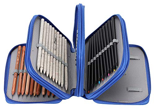 haozaikeji Federmappe 4 Fächer Federmäppchen Große Kapazität Federtasche Bleistifte Beutel Mäppchen 72 Slots Stiftemappe Stifte Organizer Schulmäppchen Schreibwaren Stiftetasche für Kinder Erwachsene