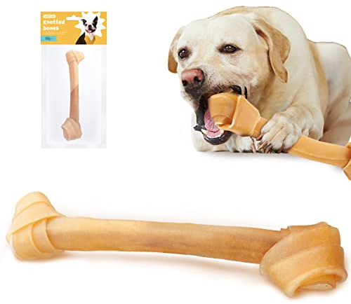 Nobleza 100% Natur Kauknochen Hundeknochen Speziell, aus Gepresster Rinderhaut, Geknotete Kauknochen für Mittelgroße und Große Hunde, 1 Stück 30 cm / 180g, Qualitätskauartikel ohne Chemie