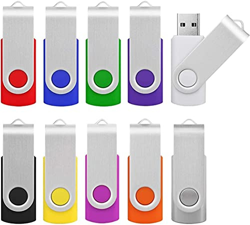 KOOTION USB-Stick, 32 GB, 3.0, 10 Stück, externer Speicher, für PC, TV, iPad, Auto, Player, Xbox One (32 GB 3.0, Mehrfarbig)