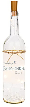 Manufaktur Liebevoll personalisierte Flaschenlichter mit Namen und Spruch - für Liebe Menschen zu vielen Anlässen - Geschenkidee als Dankeschön, zum Geburtstag und zu Weihnachten (Motiv Patenonkel)