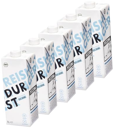 REISHUNGER BIO Reisdrink 5L – 5 x 1L – Veganer Pflanzendrink | BIO – Ohne Soja, Zucker & Zusatzstoffe – Laktosefrei – ACHTUNG - Kurzes Mindesthaltbarkeitsdatum (MHD: 30.10.2026)