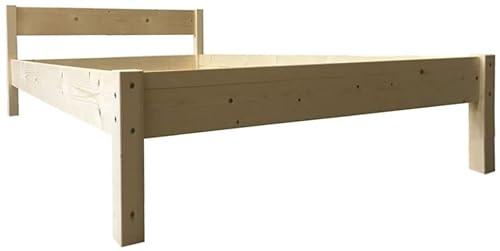 LIEGEWERK Massivholzbett Bett Holz mit Kopfteil Holzbett 100x200 cm 100cm Natur massiv Bettgestell H67-37 (100 x 200)